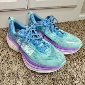 Hoka Bondi 8 Running Shoes in Airy Blue/Sunlit Ocean Color Combo Size 10.5